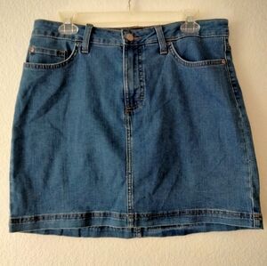 Lee Denim Skirt Size 12 Blue Jean Mini Pockets Casual Stretch